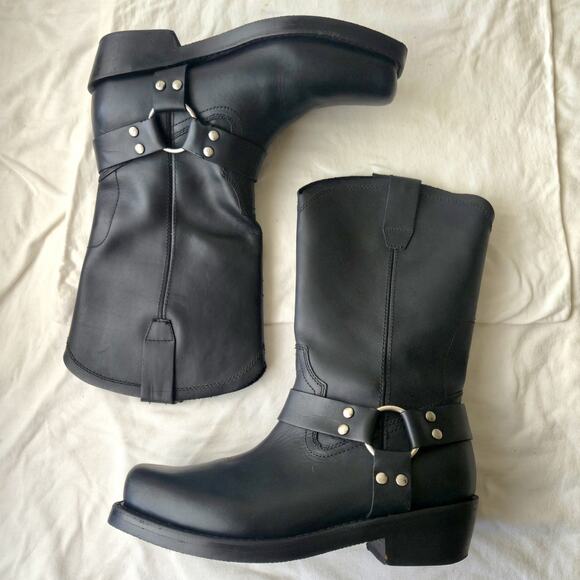 Cody James Mens Leather Square Toe Harness Moto Boots Black CJ9995BL Size 10.5 D main image 9
